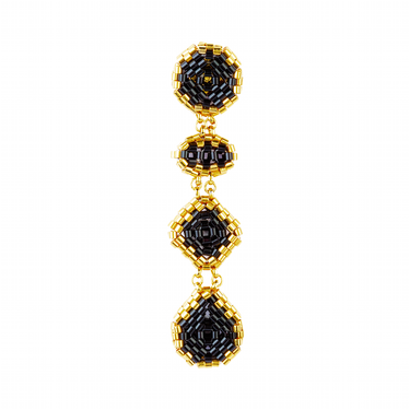 Aretes Diamantes Diamantes Dorado Largos Negro